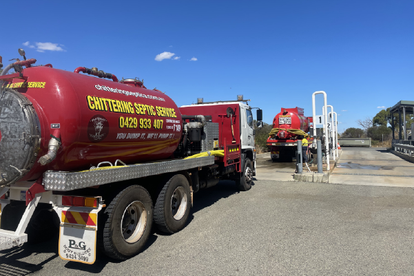 Chittering Septic Service tankers lined up at a liquid waste facility